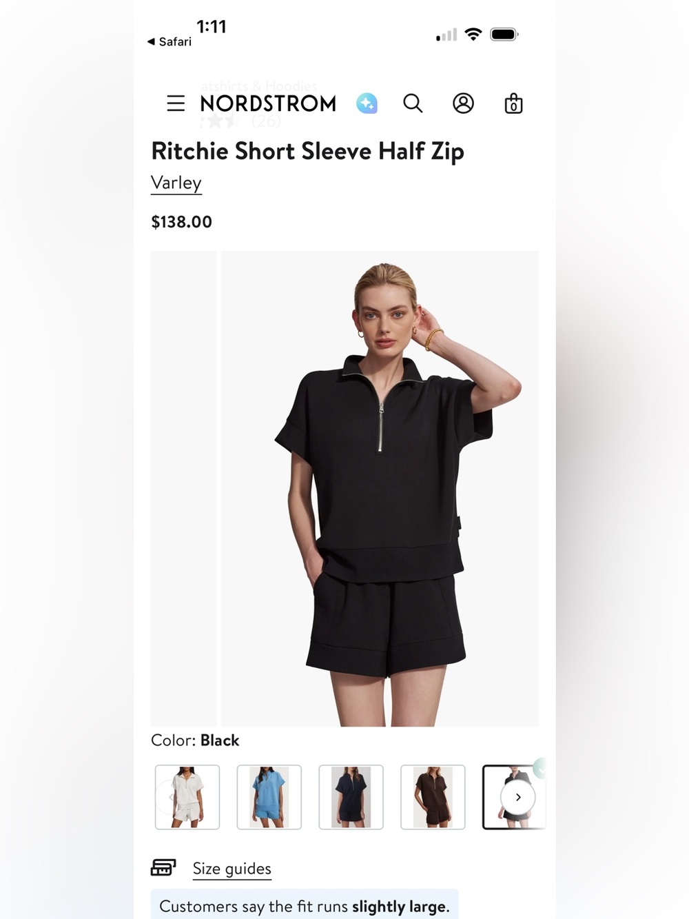 Varley Ritchie Half-Zip Shirt — Black